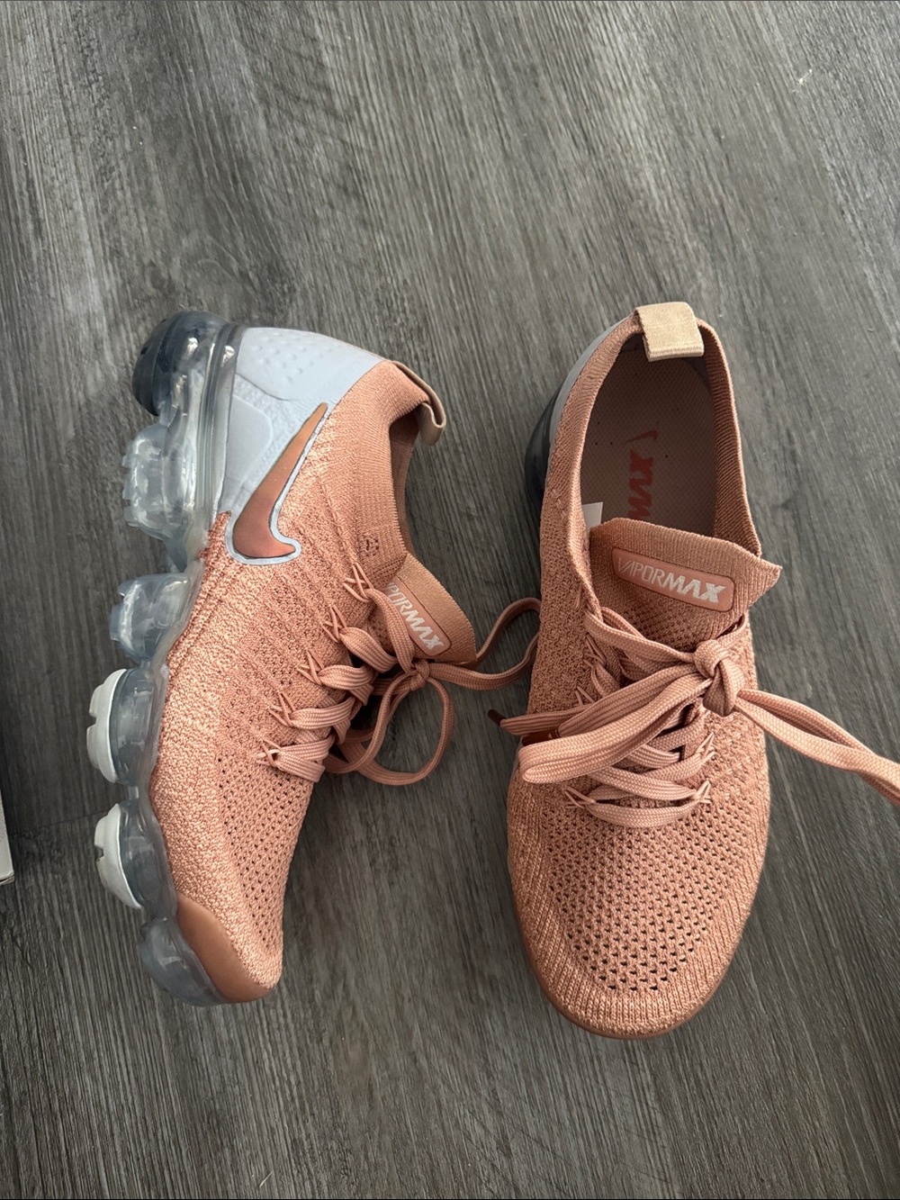 Nike Peach Pink Knit Sneakers with Clear Air Cushion Sole
